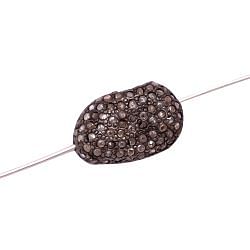 925 Sterling Silver Pave Diamond Beads, Nugget  Shape-13.00x7.00 mm Size, Black Rhodium Plating. Sold By 1 Pcs, F-127