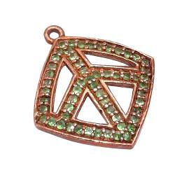 925 Sterling Silver Pave Pendant With Peridot Stone, Triangle Shape-21.00x18.00 mm Size, Gold Plating. Sold By 1 Pcs, F-168