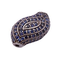 925 Sterling Silver Pave Diamond Beads Studded With Blue Sapphire Stone , F-183