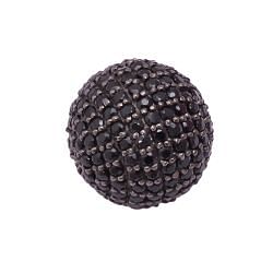 925 Sterling Silver Pave Diamond Bead With Ball Shape Natural Black Spinel Stone.