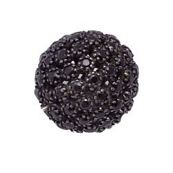 925 Sterling Silver Ball Shape, Pave Diamond Bead With Natural Black Spinel Stone