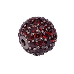925 Sterling Silver Pave Diamond Bead With Ball Shape Natural Black Spinel Stone.