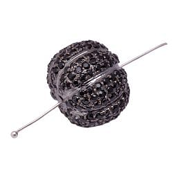 925 Sterling Silver Pave Diamond Bead With Natural Black Spinel Stone, ( Ball Shape)