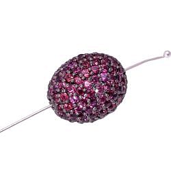 925 Sterling Silver Oval Shape  Pave Diamond Bead With Natural Rhodolite Garnet Stone.