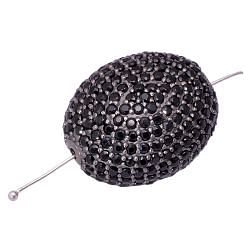 925 Sterling Silver Pave Diamond Bead With Natural Black Spinel  Stone In Ball Shape.