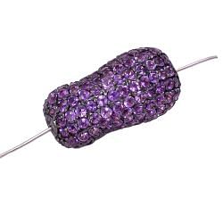 925 Sterling Silver Nugget Shape, Pave Diamond Bead With Natural Amethyst  Stone