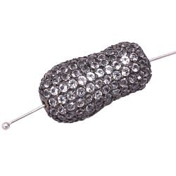 925 Sterling Silver Pave Diamond Bead With Nugget Shape Natural White Topaz Stone.