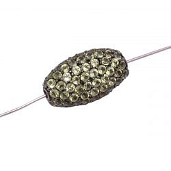 925 Sterling Silver Pave Diamond Bead With Natural   Peridot Stone In Ball Shape.