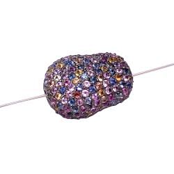925 Sterling Silver Nugget Oval Shape Natural Multi Sapphire Stone Pave Diamond Bead.