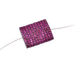 925 Sterling Silver Natural Ruby Stone In  Rectangle Shape Pave Diamond Bead.