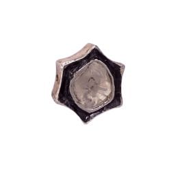 925 Sterling Silver Polki  Diamond Beads, Star Shape-9.00x9.00 mm Size, Black/White Rhodium Plating. Sold By 1 Pcs, F-56