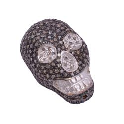 925 Sterling Silver Pave Diamond Beads in Skull Shape - 18X29mm Size +B3690