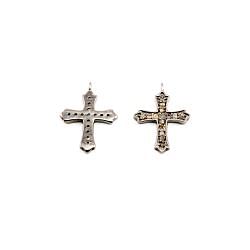 925 Sterling Silver  Pave Diamond Charm- Cross Shape And 17.00x12.00mm.