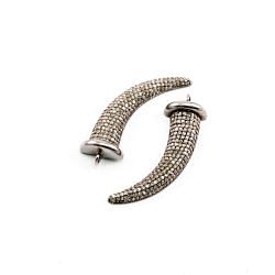 925 Sterling Silver Dagger  Shape- Pave Diamond Charm With 34.50x3.00mm.