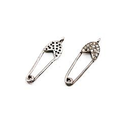 925 Sterling Silver Pin Shape- Pave Diamond Pendant With 22.00x6.50mm.
