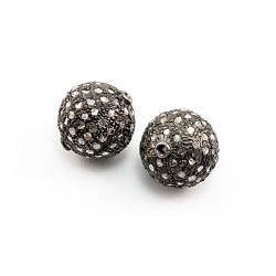925 Sterling Silver  Pave Diamond Bead- Round Ball Shape And 13.00x13.50mm.