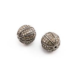925 Sterling Silver 13.00x13.50mm Pave Diamond Bead-  Round Ball  Shape.