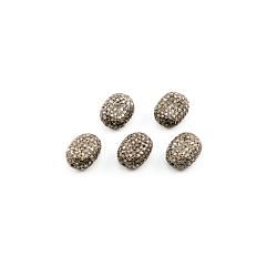 925 Sterling Silver Pave Diamonds Bead, Nugget Shape- 11.50x9.00x5.50mm, Black/ White Rhodium Plating. Sold By 1 Pcs, F-1122