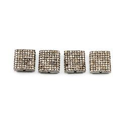 925 Sterling Silver Pave Diamonds Bead, Rectangle Shape- 13.00x12.00x4.50mm, Black/ White Rhodium Plating. Sold By 1 Pcs, F-1131