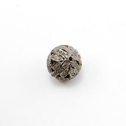 925 Sterling Silver Pave Diamonds Bead, Round Ball Shape- 15.00mm, Black Rhodium Plating. Sold By 1 Pcs, F-1179