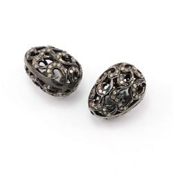 925 Sterling Silver Pave Diamonds Bead, Drop Shape- 22.50x16.00mm, Black Rhodium Plating. Sold By 1 Pcs, F-1189