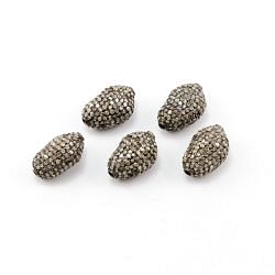 925 Sterling Silver Pave Diamonds Bead, Nugget  Shape- 14.50x9.50x8.00mm, Black Rhodium Plating. Sold By 1 Pcs, F-1202