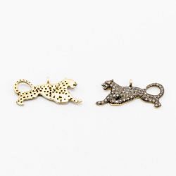925 Sterling Silver Pave Diamonds Pendant, Tiger Shape- 24.50x9.00mm, Gold And Black Rhodium Plating. Sold By 1 Pcs, F-1218