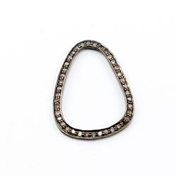 925 Sterling Silver Pave Diamond Connector, Link Shape-20.00x27.00mm, Black/White Rhodium Plating. Sold By 1 Pcs, F-1257