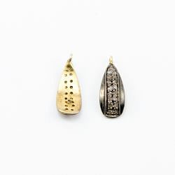 925 Sterling Silver Pave Diamond Pendant, Pear Shape-19.00x7.00mm, Gold And Black Rhodium Plating. Sold By 1 Pcs, F-1268