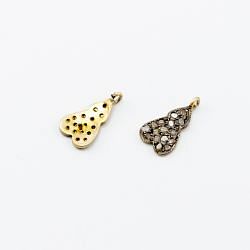 925 Sterling Silver Pave Diamond Pendant, Fancy Shape-14.00x7.50mm, Gold And Black Rhodium Plating. Sold By 1 Pcs, F-1269
