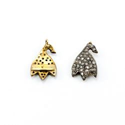 925 Sterling Silver Pave Diamond Pendant, Fancy Shape-16.50x10.00mm, Gold And Black Rhodium Plating. Sold By 1 Pcs, F-1270