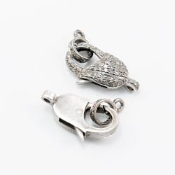 925 Sterling Silver Pave Diamond Finding&Claps, Lock Shape-32.00x13.00x5.00mm, Black/White Rhodium Plating. Sold By 1 Pcs, F-1310