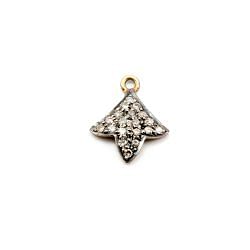 925 Sterling Silver Pave Diamond Pendant, Flower  Shape-16.00x13.50mm, Gold And Black Rhodium Plating. Sold By 1 Pcs, F-1361