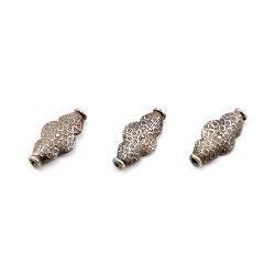 925 Sterling Silver Pave Diamond Bead, Fancy  Shape, Black / White Rhodium Plating. Sold By 1 Pcs, F-1364