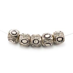 925 Sterling Silver Pave Diamond Beads with Polki Diamond, Drum Shape-19.00x11.50mm, Black/White Rhodium Plating. Sold By 1 Pcs, F-1517