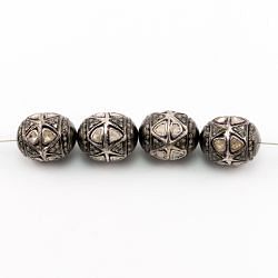 925 Sterling Silver Pave Diamond Beads In 18.00X14.50 MM Size , F-1530