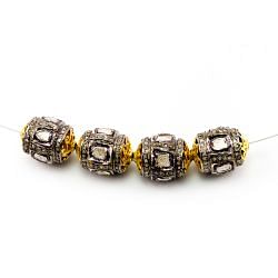 925 Sterling Silver Pave Diamond Beads With Gold Rhodium Plated - 15.50X12.50 MM,  F-1541