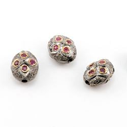 925 Sterling Silver Pave Diamond Beads - 15.50X13X10 MM Size , F-1578