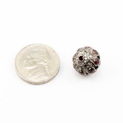 925 Sterling Silver Pave Diamond Beads with Ruby Stone, Roundel Shape-13.00x13.00mm, Gold And Black Rhodium Plating. Sold By 1 Pcs, F-1584