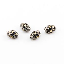 925 Sterling Silver Pave Diamond Beads With Gold and Black Rhodium Plated -  F-1590