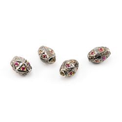 925 Sterling Silver Pave Diamond Beads In Drum Shape - 11X8MM , F-1591 