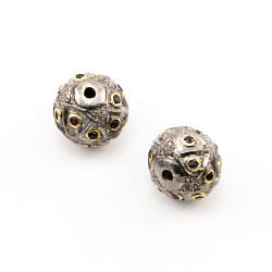 925 Sterling Silver Pave Diamond Beads with Sapphire Stone, Roundel Shape-14.50x16.00mm, Gold And Black Rhodium Plating. Sold By 1 Pcs, F-1662