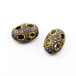 925 Sterling Silver Pave Diamond Beads with Multi Tourmaline Stone, Oval Shape-23.50x16.00x13.00mm, Gold And Black Rhodium Plating. Sold By 1 Pcs, F-1786