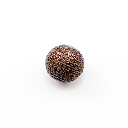 925 Sterling Silver Pave Diamond Bead with Garnet Stone, Round Ball Shape-16.00mm, Black Rhodium Plating. Sold By 1 Pcs, F-1866