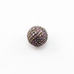 925 Sterling Silver Pave Diamond Bead with Multi Sapphire Stone, Round Ball Shape-10.00mm, Black Rhodium Plating. Sold By 1 Pcs, F-1871