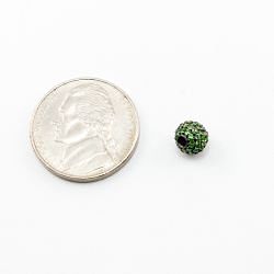 925 Sterling Silver Pave Diamond Bead with Tsavorite Stone, Round Ball Shape-6.00mm, Black Rhodium Plating. Sold By 1 Pcs, F-1873
