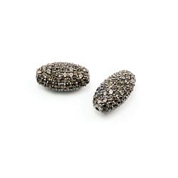 925 Sterling Silver Pave Diamond Bead with Smoky Stone, Marquise Shape-20.00x11.00x8.50mm, Black Rhodium Plating. Sold By 1 Pcs, F-1952