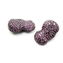 925 Sterling Silver Pave Diamond Bead with Rhodolite Stone, Baroque Shape-29.00x18.00mm, Black Rhodium Plating. Sold By 1 Pcs, F-1971