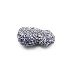 925 Sterling Silver Pave Diamond Bead with Iolite Stone, Baroque Shape-29.00x18.00mm, Black Rhodium Plating. Sold By 1 Pcs, F-1973