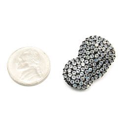 925 Sterling Silver Pave Diamond Bead with Labradorite Stone, Baroque Shape-29.00x18.00mm, Black Rhodium Plating. Sold By 1 Pcs, F-1981